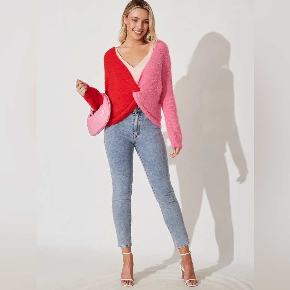 ⭐️⭐️Color block  V-Neck Sweater